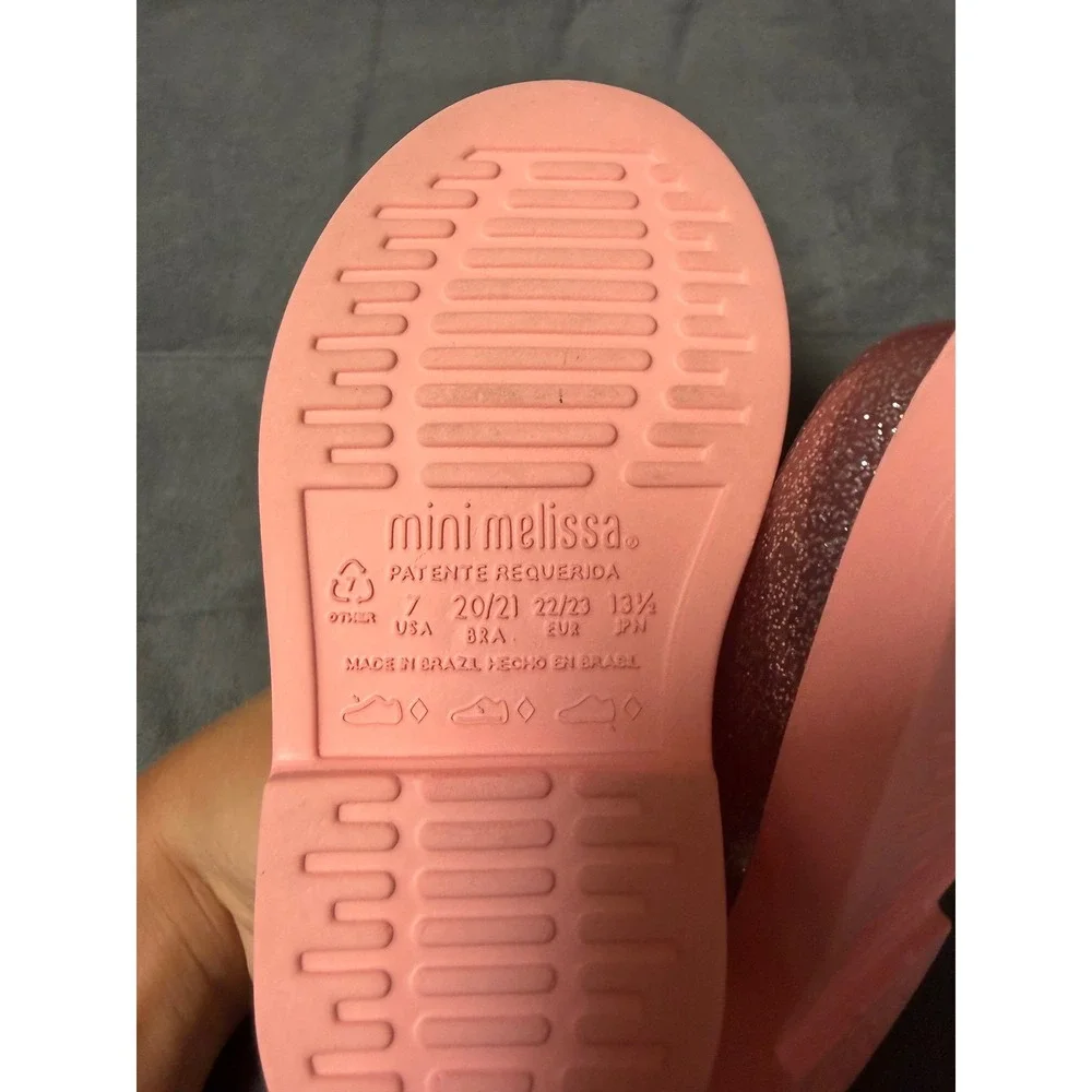 Mini Melissa Lola II BB toddler shoes in a glittery pink Size Toddler 7